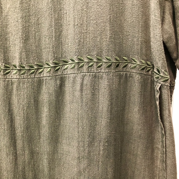 🎉2HP🎉 MARC+WARE Woman 100% Linen A-Line Maxi Dress Olive Green Vintage Plus 2X - Picture 2 of 11
